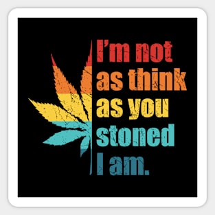 Funny I’m Not As Think As You Stoned I Am Retro Marijuana Pot Leaf Sticker